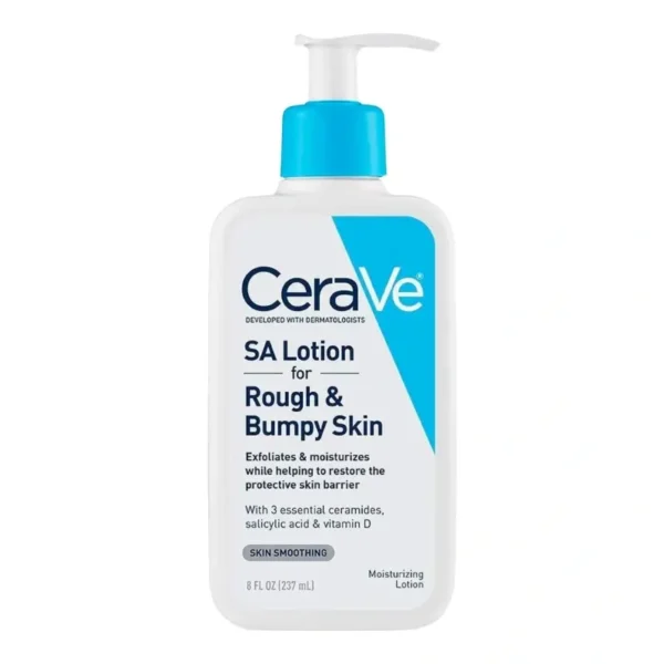 CeraVe SA Lotion for Rough & Bumpy Skin – Exfoliating Body Lotion with Salicylic Acid & Lactic Acid | Moisturizer with Vitamin D & Hyaluronic Acid | Allergy Tested, Fragrance Free | 8 oz
