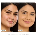Before and after photos showcasing the effect of Tarte Shape Tape concealer on fair skin with cool undertones.