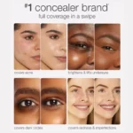 Tarte Shape Tape Contour Concealer in 22B Light Beige, showcasing different stages of application and blending techniques.