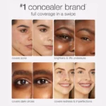 Different application stages of Tarte Shape Tape Concealer 27H Light Medium Honey, demonstrating its use for flawless skin.