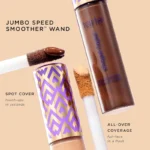 Image of the jumbo speed smoother wand featuring the words "smoother wand," with Tarte Shape Tape Concealer 27H Light Medium Honey.