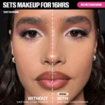 HUDA BEAUTY Easy Bake Loose Baking & Setting Powder in Cupcake, displayed in a makeup set for Instagram influencers.