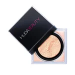 Huda Beauty Easy Bake Loose Baking & Setting Powder in Peach Pie, presented in a compact box.