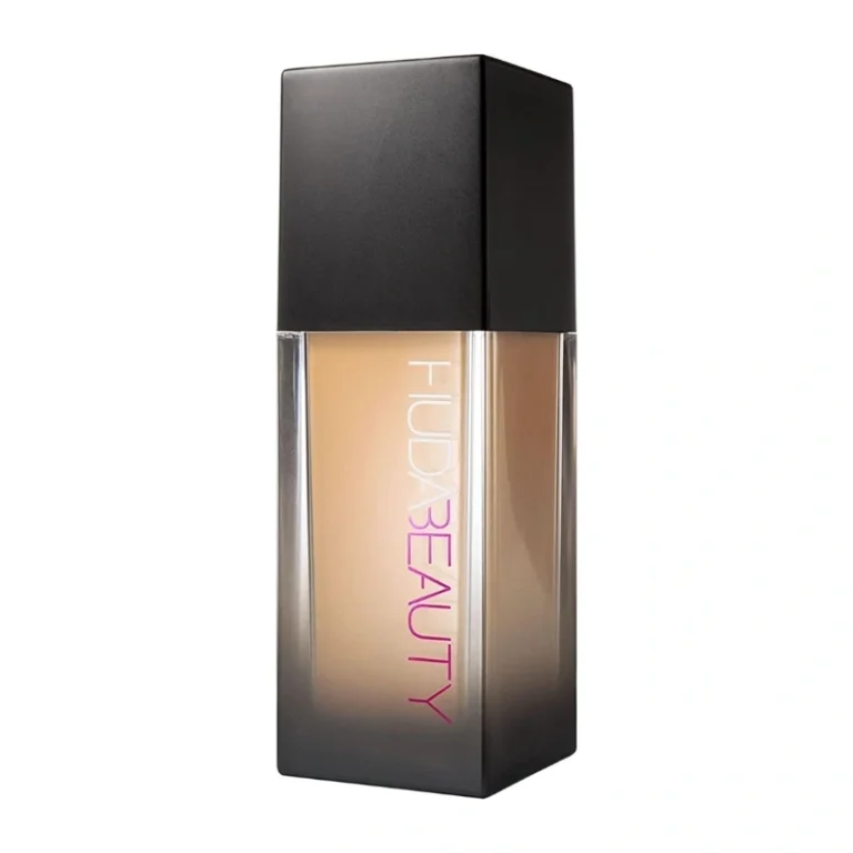 Huda Beauty #Faux Filter Foundation in Toasted Coconut 240N, a light beige liquid foundation.