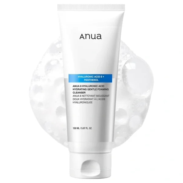 ANUA Hydrating Gentle Foaming Cleanser 150ml – Korean Face Wash with Hyaluronic Acid, Panthenol & Zinc | Deep Cleanser for Dry, Sensitive Skin