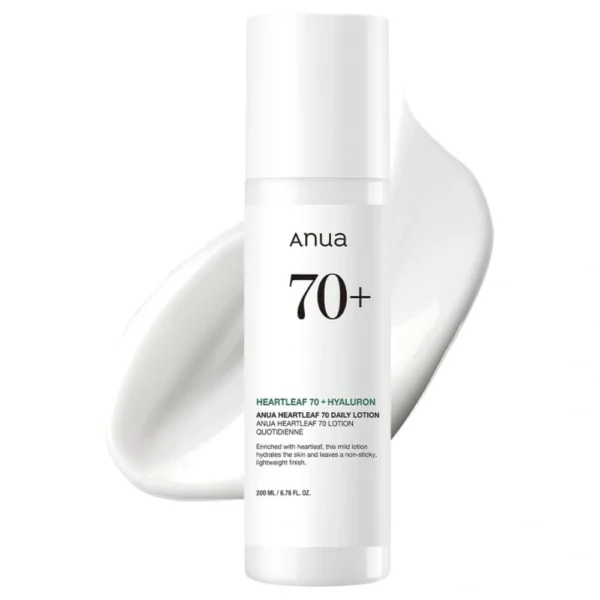 Anua Heartleaf Daily Lotion – Lightweight Face Moisturizer with 70% Heartleaf Extract & Hyaluronic Acid for Sensitive Skin, Soothing, Hydrating, Non-Greasy Korean Skincare, 200ml / 6.76 fl.oz