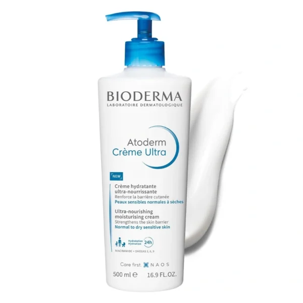 Bioderma Atoderm Cream Ultra – Intense Moisturizing & Nourishing Face and Body Cream for Dry to Sensitive Skin, Non-Comedogenic, Fast-Absorbing, Fragrance-Free Hydrating Lotion, 500ml