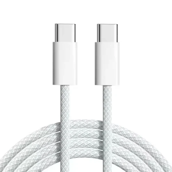 60W USB-C to USB-C Fast Charging Cable – 5A Nylon Braided Type-C Cable with Nickel-Plated Connectors, High-Speed Data Transfer for iPhone 15/16, iPad, Android & USB-C Devices