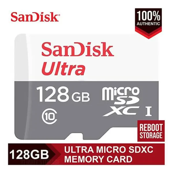 128GB Ultra MicroSDXC UHS-1 Memory Card Read Speed 120MBps Write Speed 100 MBps SDSQUNR-128G-GN6MN