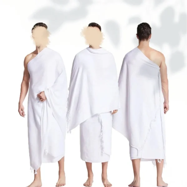 Men’s Ihram Towel Set for Hajj & Umrah – 2 Piece Soft Microfiber 1000g Lightweight White Ehram