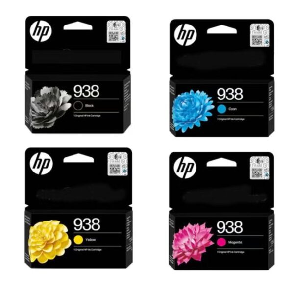 HP 938 Original Ink Office Jet Pro 9720/9730 Wide Format All-In-One Printer 4-Pack Black/Cyan/Magenta/Yellow