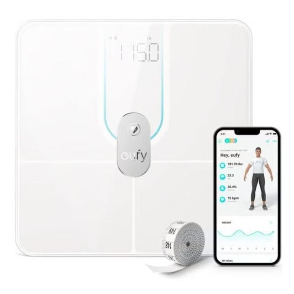 Eufy Smart Scale P2 Pro, Weight Scale With Wi-fi, Bluetooth, 16 Measurements Including Weight, Heart Rate, Body Fat, Bmi, Muscle And Bone Mass, 3d Virtual Body Mode, 50 G/0.1 Lb