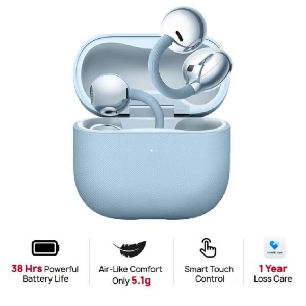 HUAWEI FreeClip 2 Wireless Earphones, Bluetooth Earbuds, Airy C-bridge Design, Adaptive Open-ear Listening, Crystal-clear Calls, 9 Hours Long Battery Life, Compatible with iOS & Android, IP57 With Free Loss Care Blue