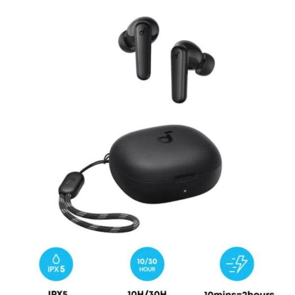 Soundcore R50i True Wireless Earbuds 10mm Drivers with Big Bass, 30H Playtime, IPX5-Water Resistant, AI Clear Calls with 2 Mics, 22 Preset EQs via App Black