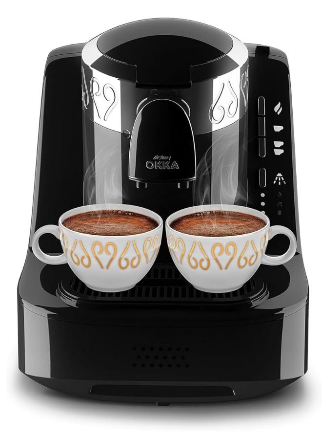 ARZUM OKKA Electric Turkish Coffee Maker _ Fully Automatic, Anti-Spill System & Self-Cleaning Function _ Perfect Foam, Black_Chrome (OK002C) 1 Year Manufacturig warranty