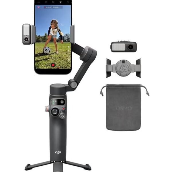 DJI Osmo Mobile 8 Gimbal Stabilizer For Phone, Native Tracking with Audio And Lighting, 360° Pan Rotation, Built-in Extension Rod And Tripod, 10h Battery, Extension Rod, Robust 3-Axis Stabilization Grey
