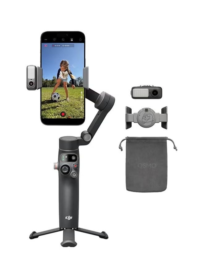 DJI Osmo Mobile 8 Gimbal Stabilizer For Phone, Native Tracking with Audio And Lighting, 360° Pan Rotation, Built-in Extension Rod And Tripod, 10h Battery, Extension Rod, Robust 3-Axis Stabilization Grey