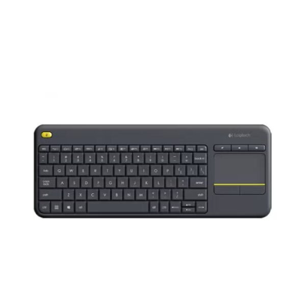 Logitech K400 Plus Wireless Livingroom Keyboard with Touchpad for Home Theatre PC Connected to TV, Customizable Multi-Media Keys, Windows, Android, Laptop/Tablet, Arabic Keyboard Black