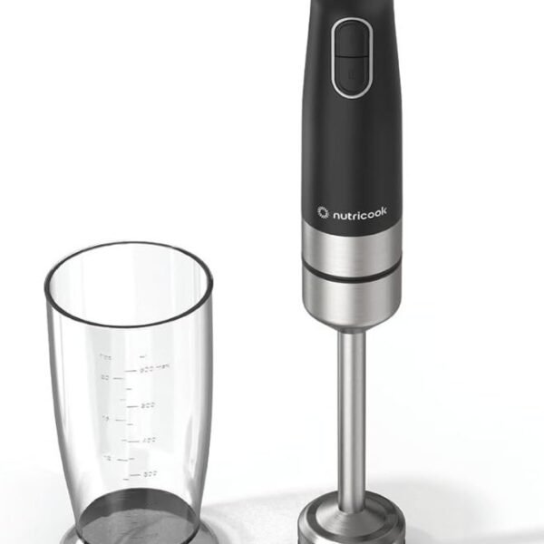 Nutricook Hand Blender | 1200W Powerful DC Motor, Variable Speed Control, Stainless Steel Shaft & 600ml Beaker – NC-HB150K (Black)