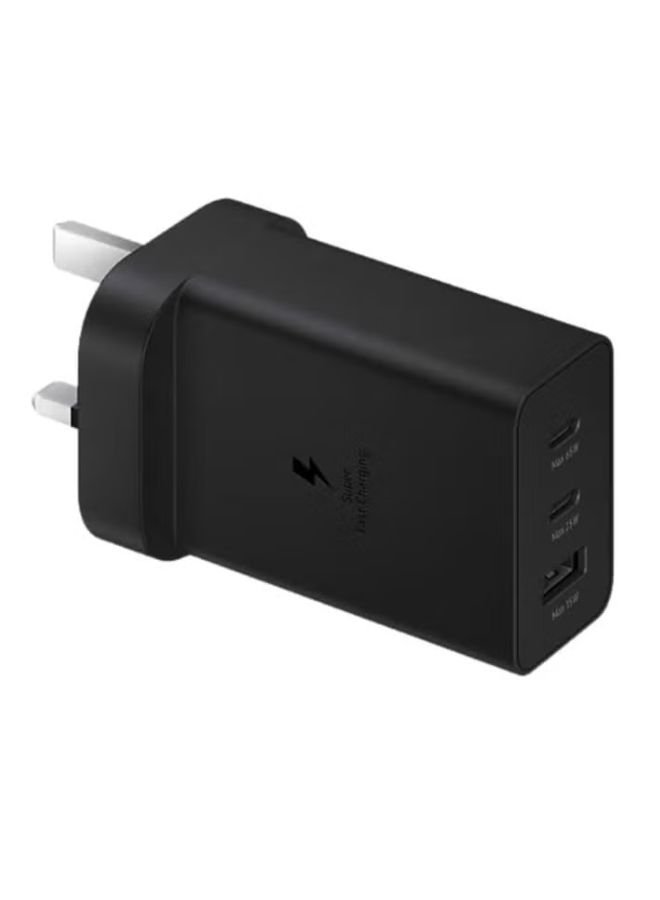 Samsung 65W PD Power Adapter Trio EP-T6530 Black _ 2 USB-C 1 USB-A UK Plug Fast Charger UAE