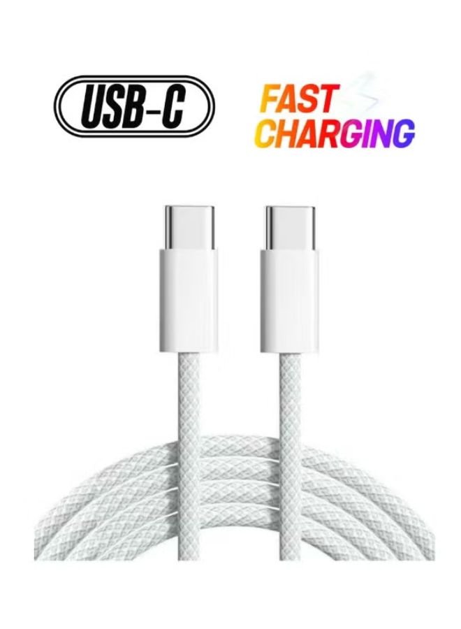 60W USB-C to USB-C Cable 1m Braided White