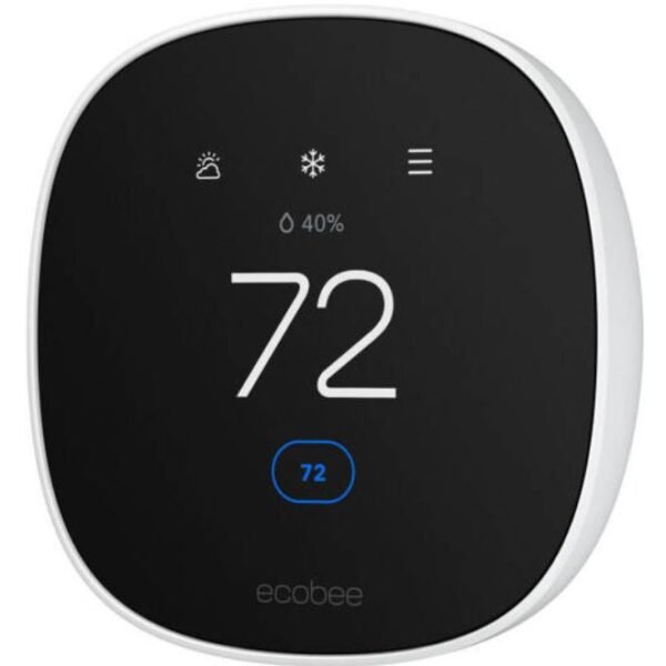 Ecobee Smart Thermostat Essential – 2.8" Color Touchscreen, Wi-Fi 6, Bluetooth 5.4, Energy-Saving Temperature Control, White – EB-STATE7-01