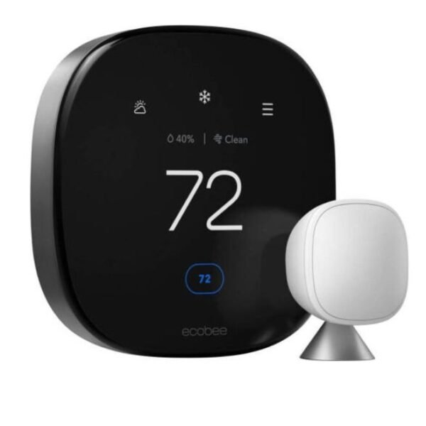 Ecobee Smart Thermostat Premium – Programmable Wi-Fi Thermostat with SmartSensor, Air Quality Monitor, Siri, Alexa & Google Assistant, Black
