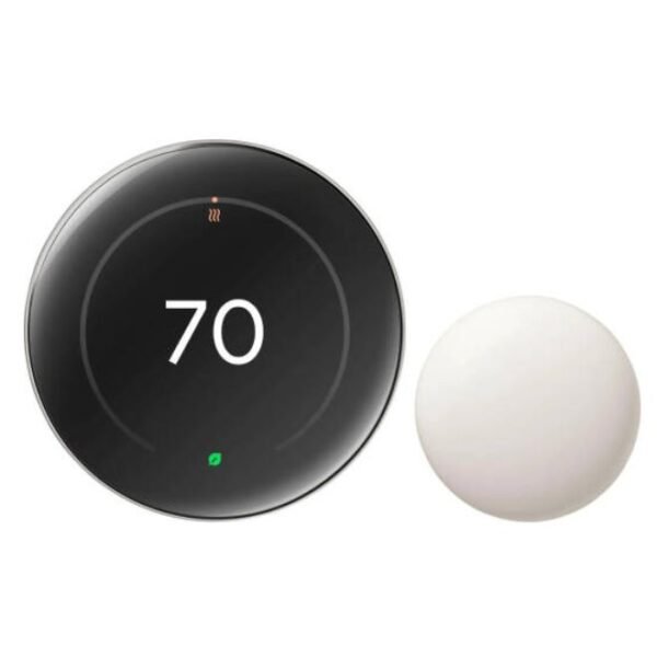 Google Nest Learning Thermostat 4th Gen with Nest Temperature Sensor 2nd Gen – Smart Wi-Fi Thermostat, Polished Silver – GA05551-US