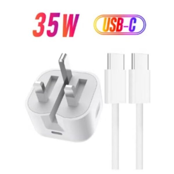 OMAKSS 35W USB-C Fast Charger with 1m USB-C to USB-C Cable – PD Power Adapter for iPhone, Samsung & USB-C Devices, White