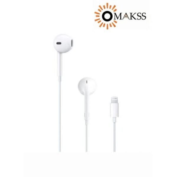 OMAKSS Lightning Earphones – Wired Stereo Earbuds with Microphone & Remote Control, Compatible with iPhone, White
