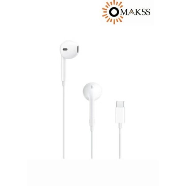 OMAKSS USB-C Earphones – Wired Stereo Earbuds with Microphone, Remote Control & DAC, Compatible with iPhone, Samsung & Android, White
