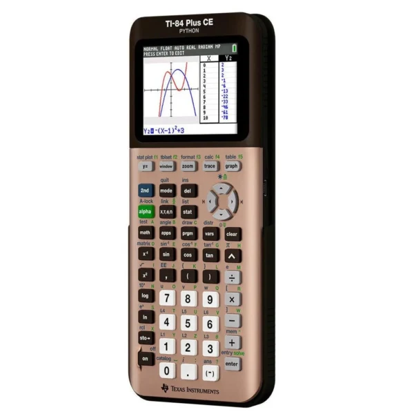 Texas Instruments TI-84 Plus CE Python Graphing Calculator – Rose Gold, Color Display, Python Programming & Rechargeable Battery