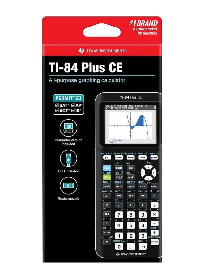 Texas Instruments TI-84 Plus CE Graphing Calculator – Color Display, Rechargeable Battery, USB Included – Black - Image 2