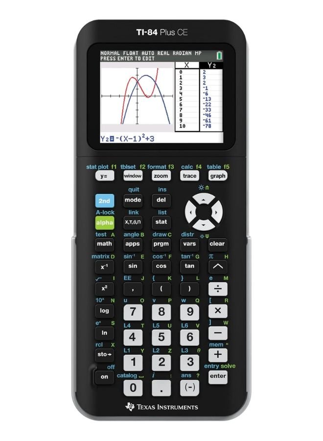 Texas Instruments TI-84 Plus CE Graphing Calculator – Color Display, Rechargeable Battery, USB Included – Black