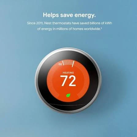 Google Nest Learning Thermostat 3rd Gen T3007ES – Stainless Steel Smart WiFi Thermostat with Auto-Schedule & Energy Saving - Image 3