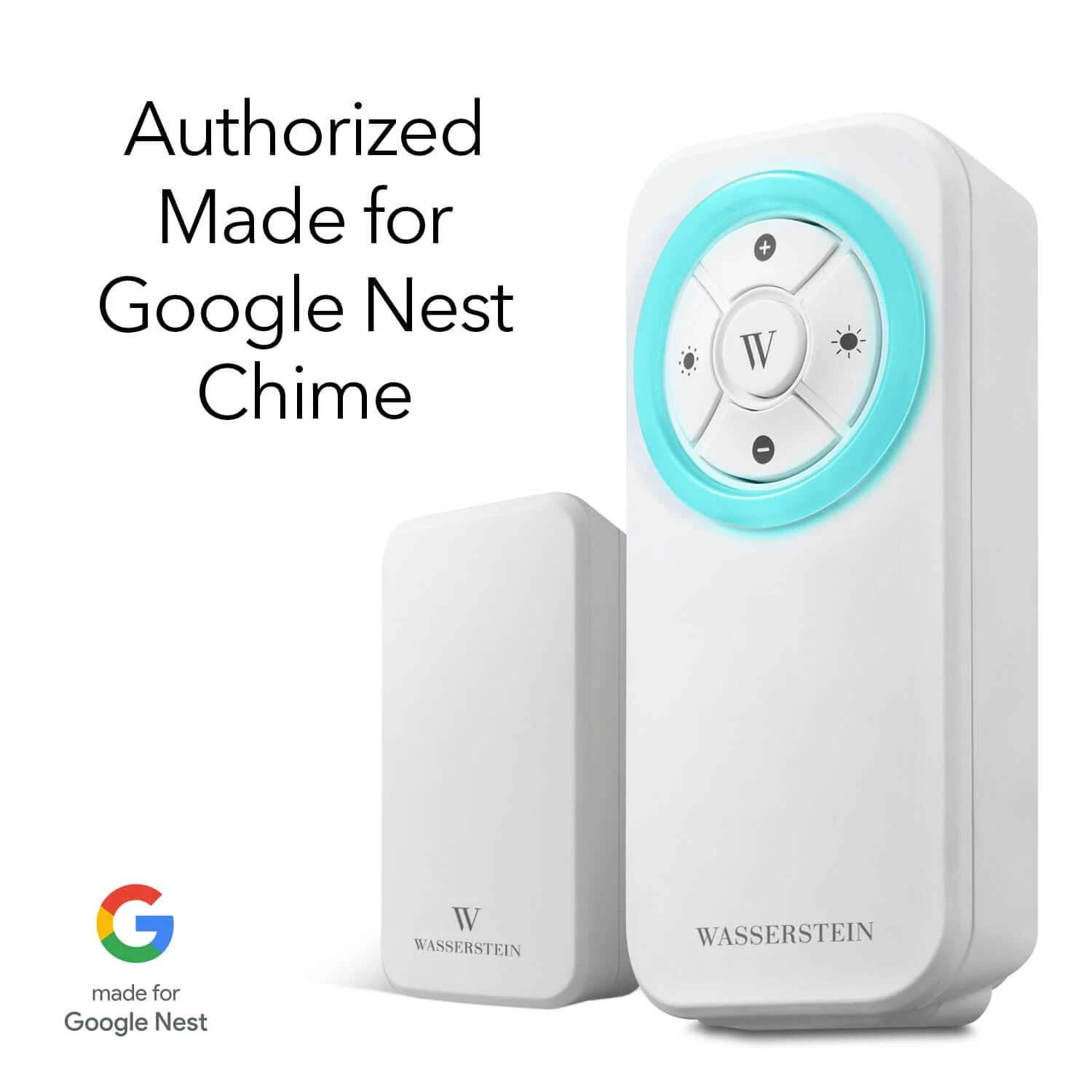 Wasserstein Wireless Doorbell Chime White for Google Nest Doorbell with LED Ring and Wired Transmitter